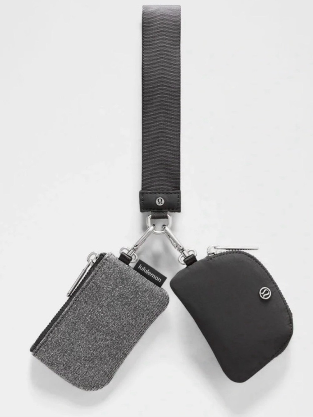 Lululemon Dual Pouch Wristlet Black Silver Glitter NWT